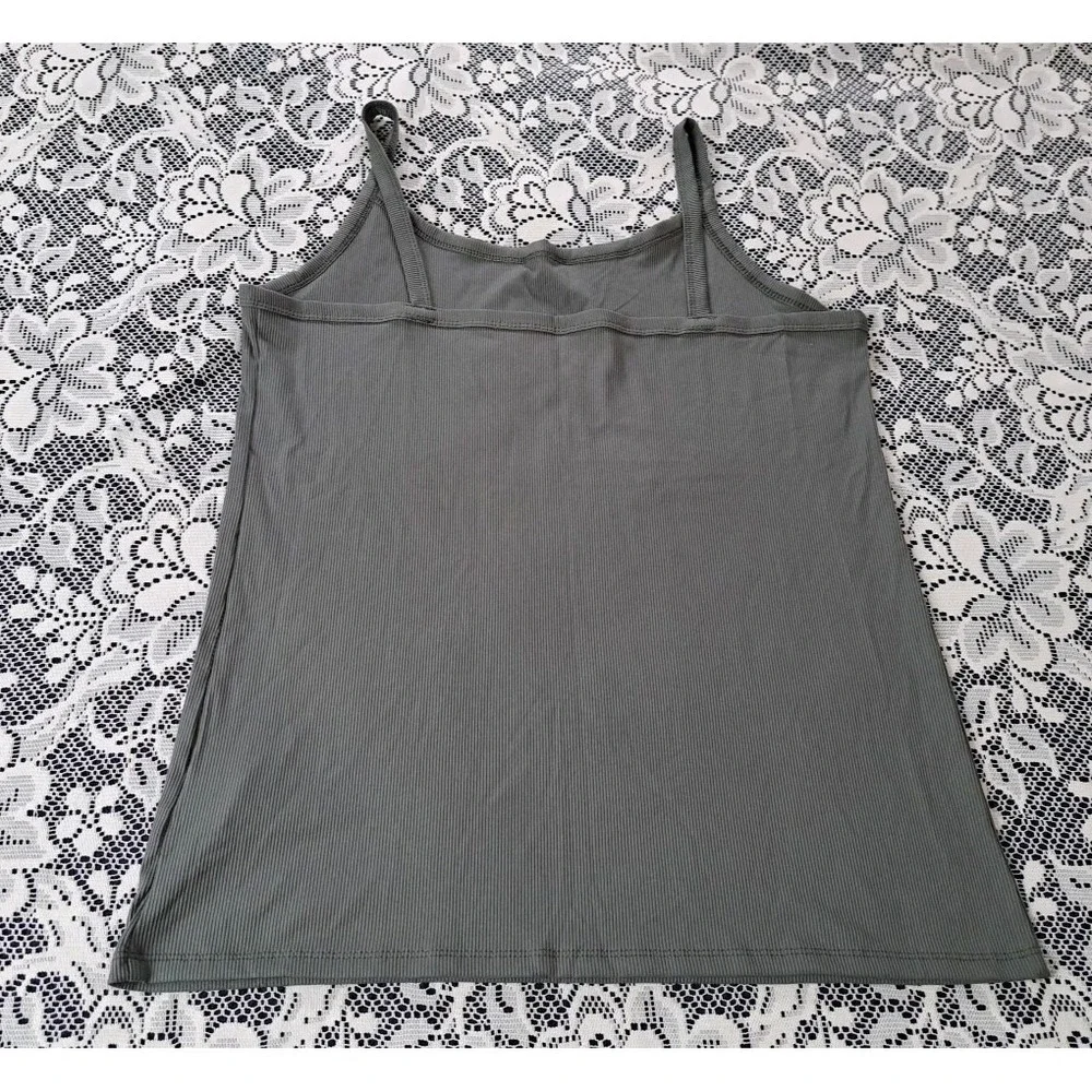 No Boundaries (2)Camisole Tops XXXL Rust/Green Ribbed‎ Stretch Tank Top Layering